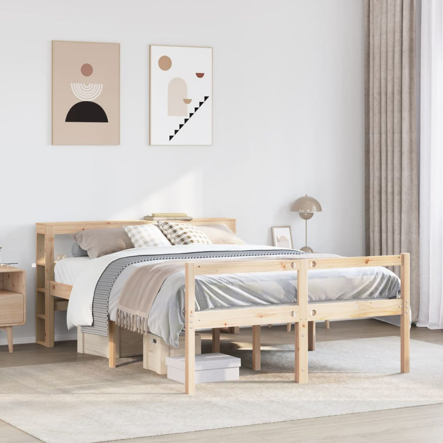 Seniorenbed Met Hoofdbord Massief Grenenhout 120 x 200 cm Naturel