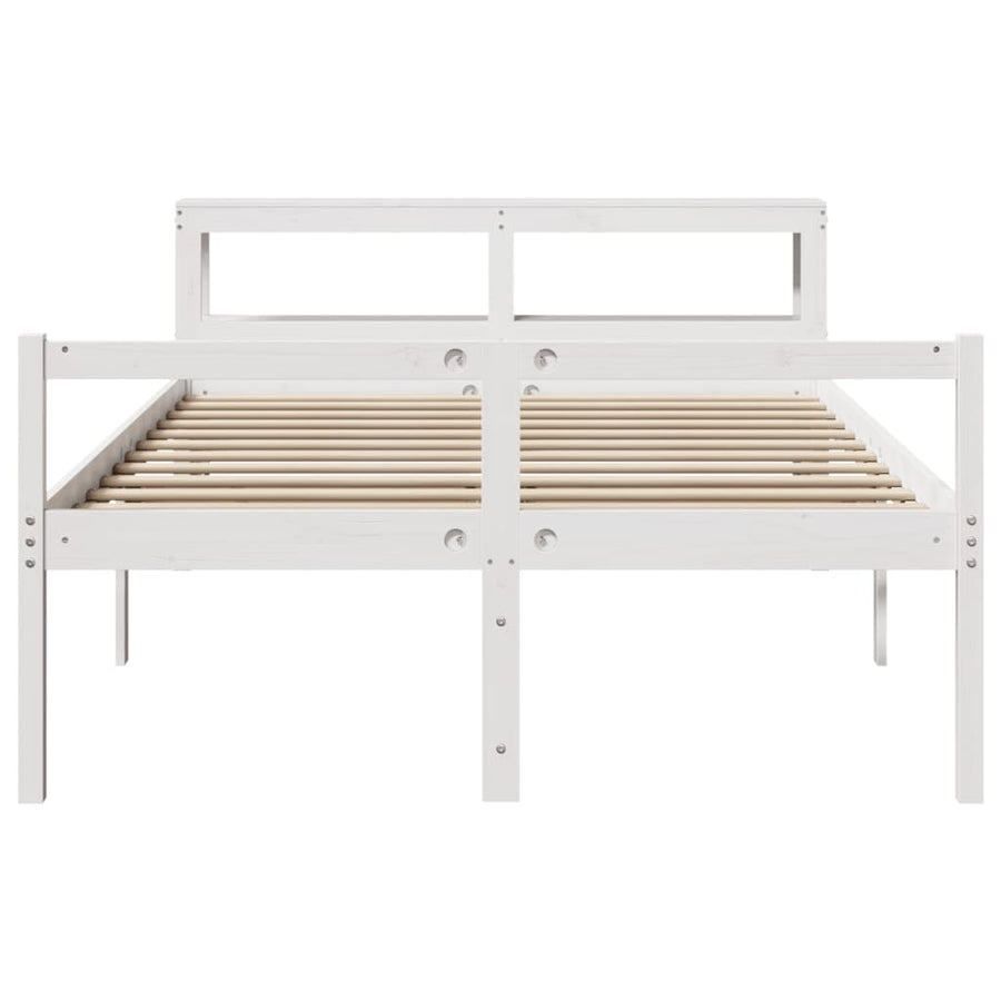 Seniorenbed met hoofdbord massief grenenhout wit 140x200 cm