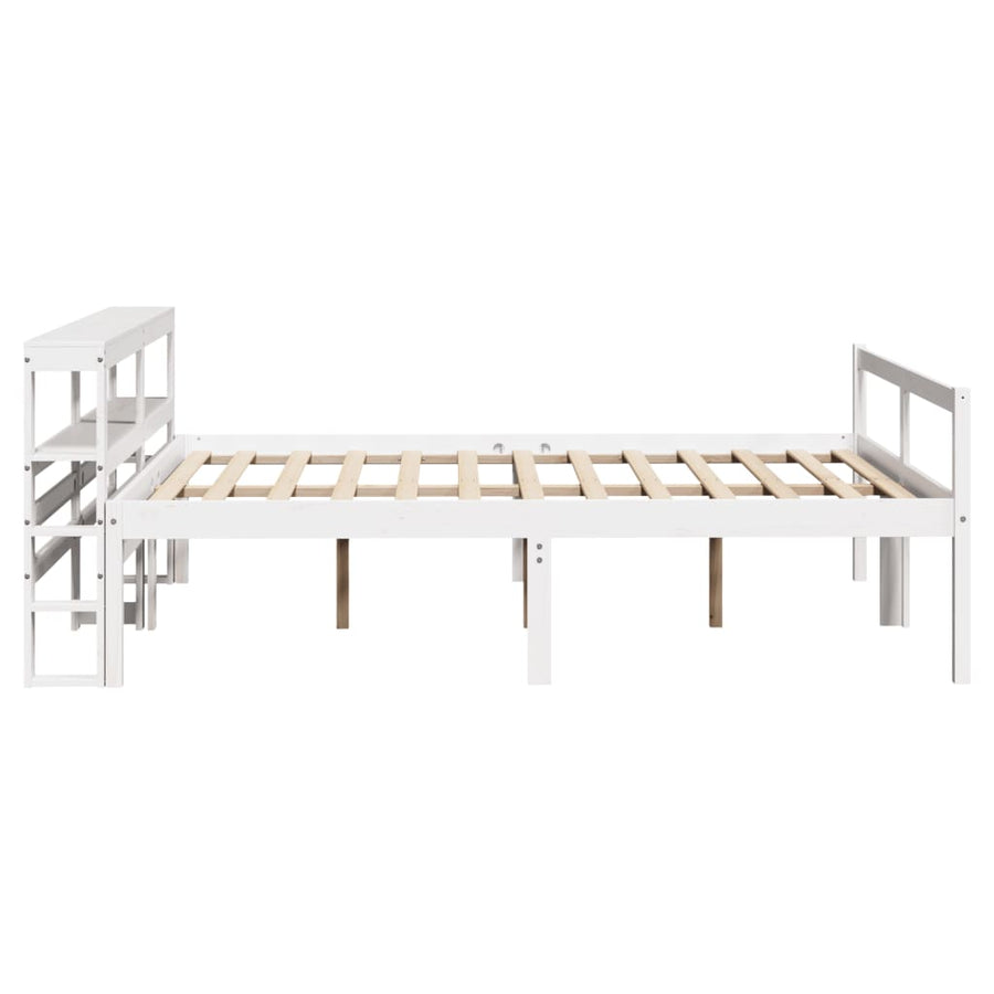 Seniorenbed met hoofdbord massief grenenhout wit 140x200 cm