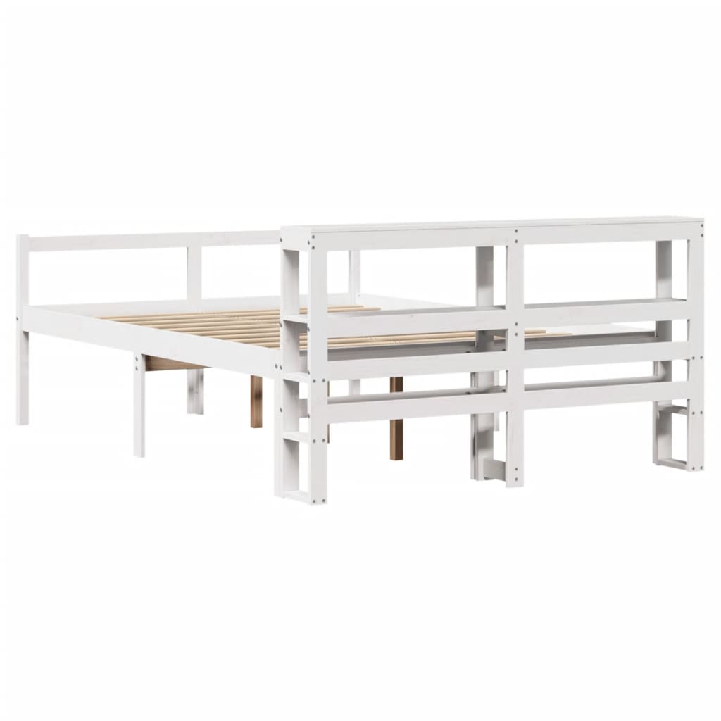 Seniorenbed met hoofdbord massief grenenhout wit 140x200 cm