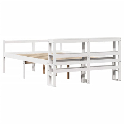 Seniorenbed met hoofdbord massief grenenhout wit 140x200 cm