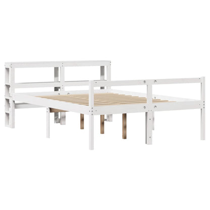 Seniorenbed met hoofdbord massief grenenhout wit 150x200 cm