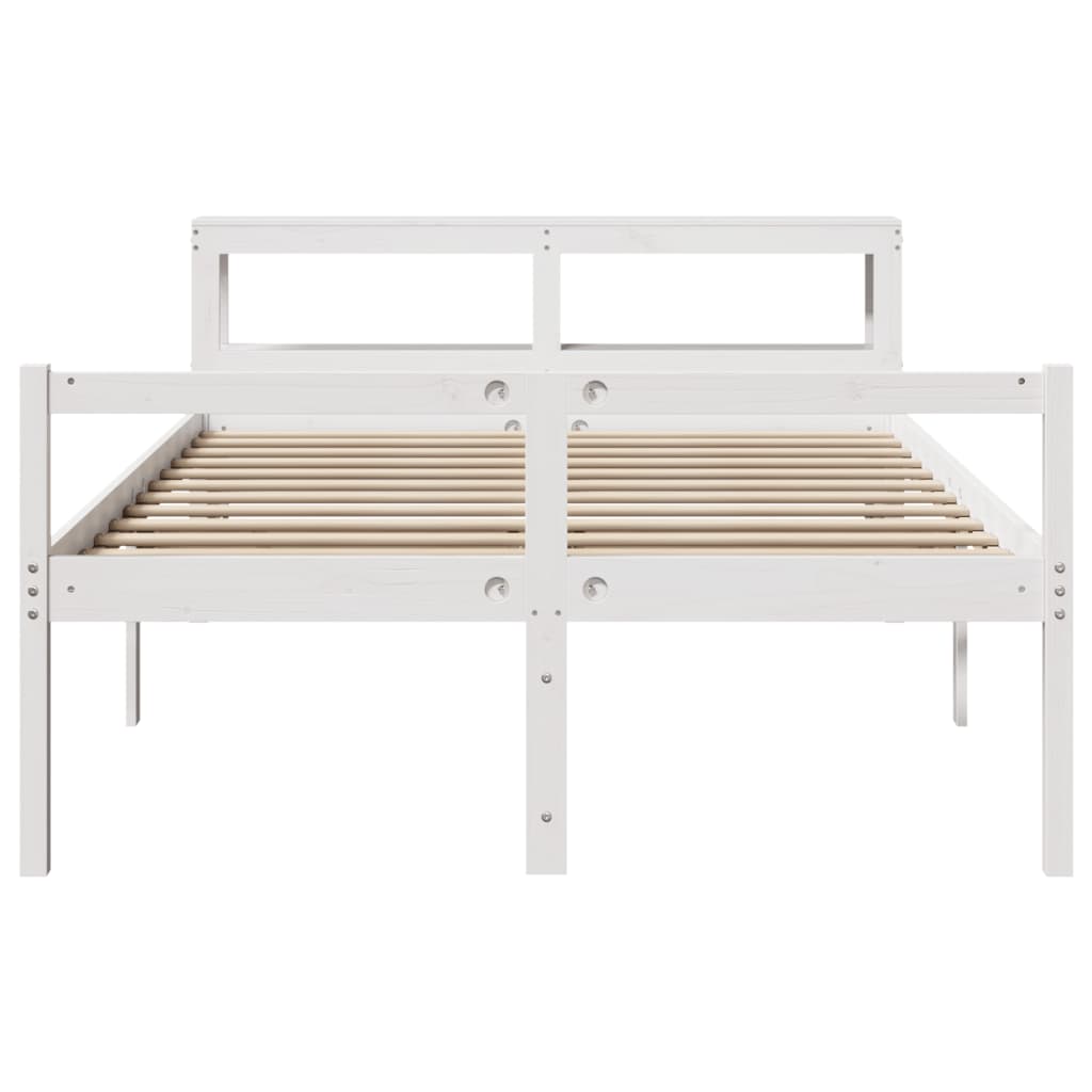Seniorenbed met hoofdbord massief grenenhout wit 150x200 cm