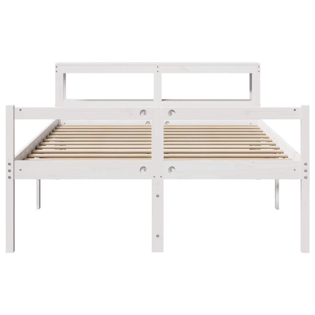 Seniorenbed met hoofdbord massief grenenhout wit 160x200 cm