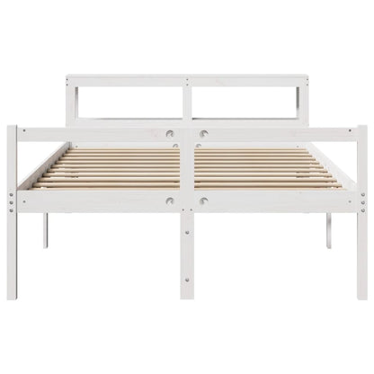 Seniorenbed met hoofdbord massief grenenhout wit 160x200 cm