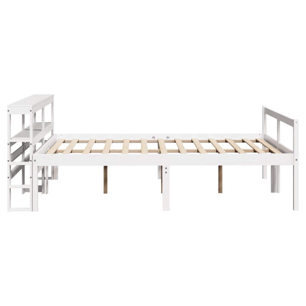 Seniorenbed met hoofdbord massief grenenhout wit 160x200 cm