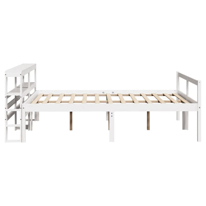 Seniorenbed met hoofdbord massief grenenhout wit 160x200 cm