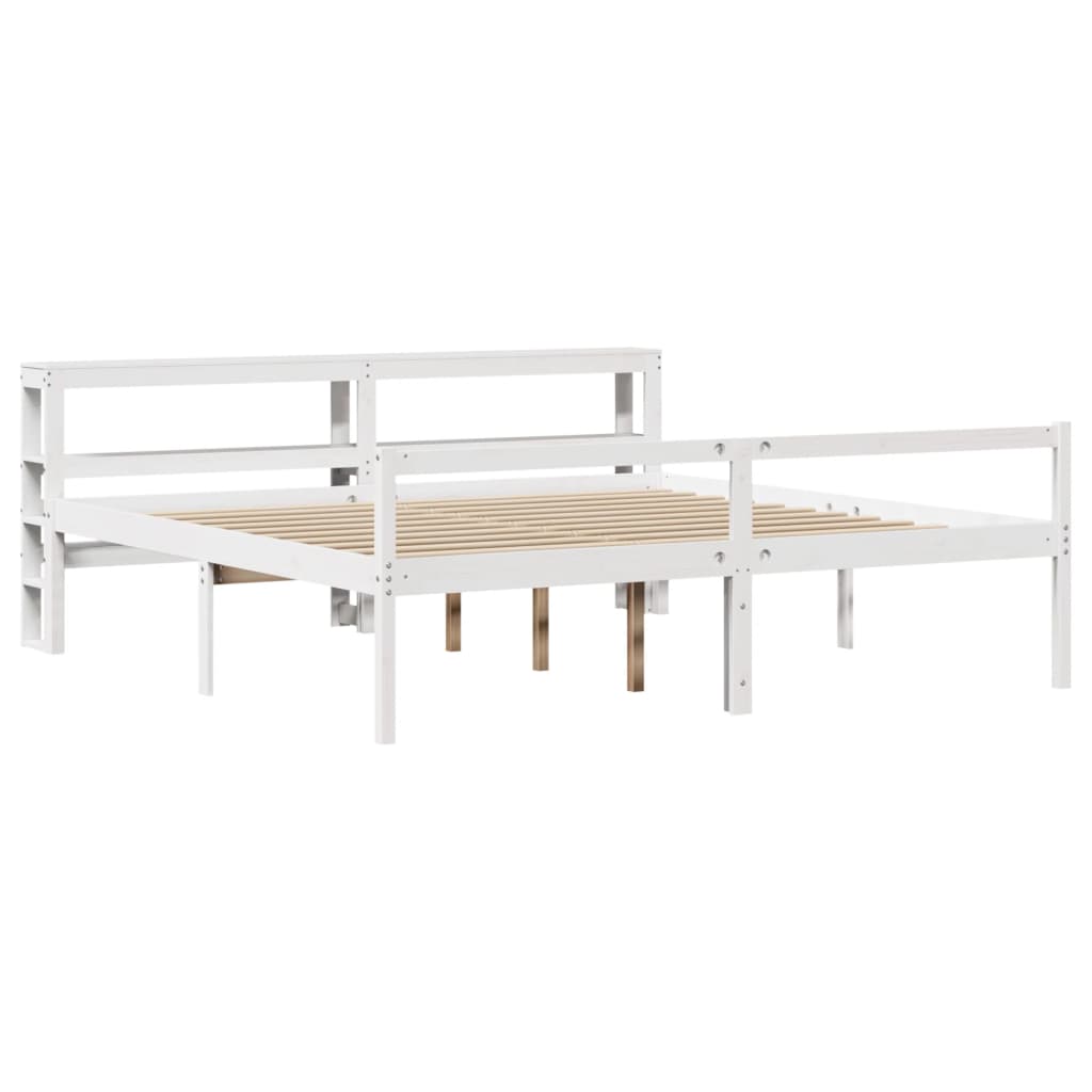 Seniorenbed met hoofdbord massief grenenhout wit 180x200 cm