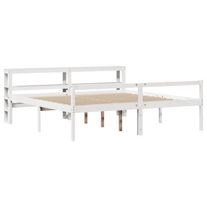 Seniorenbed met hoofdbord massief grenenhout wit 180x200 cm