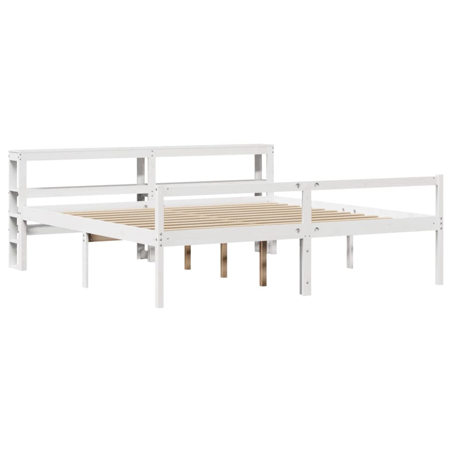 Seniorenbed met hoofdbord massief grenenhout wit 180x200 cm