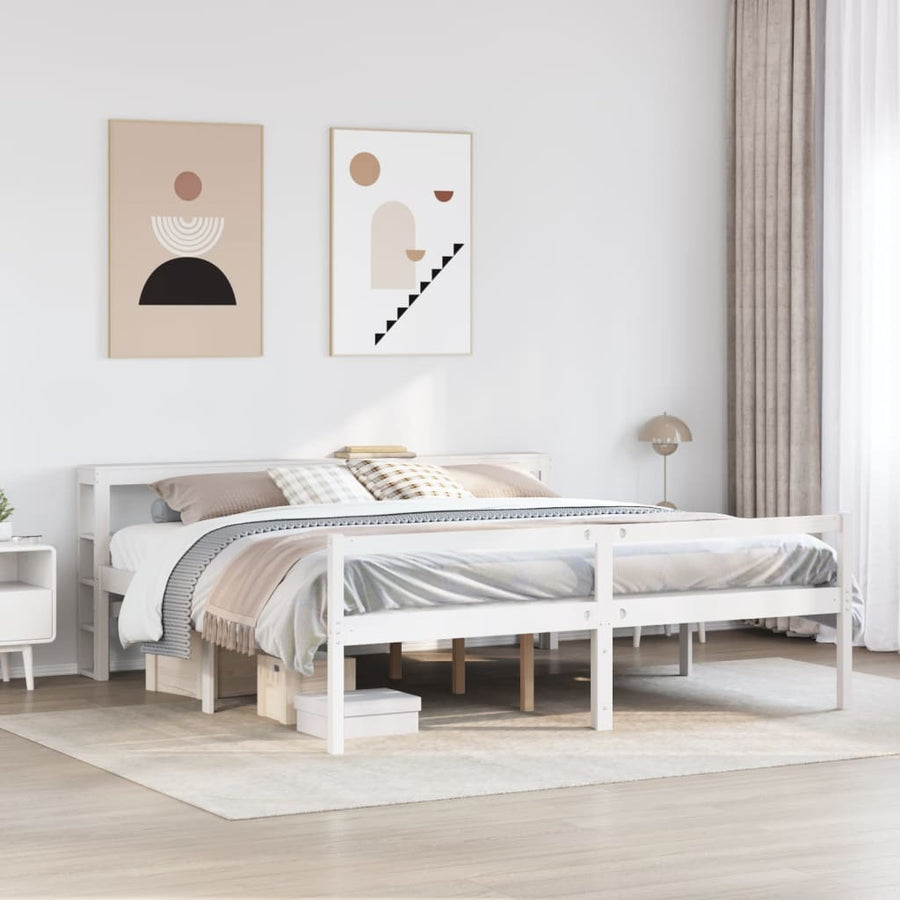 Seniorenbed met hoofdbord massief grenenhout wit 180x200 cm
