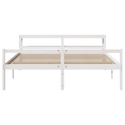 Seniorenbed met hoofdbord massief grenenhout wit 180x200 cm