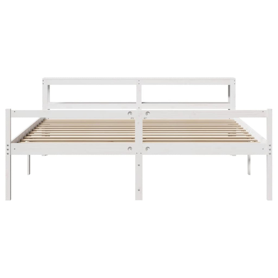 Seniorenbed met hoofdbord massief grenenhout wit 180x200 cm