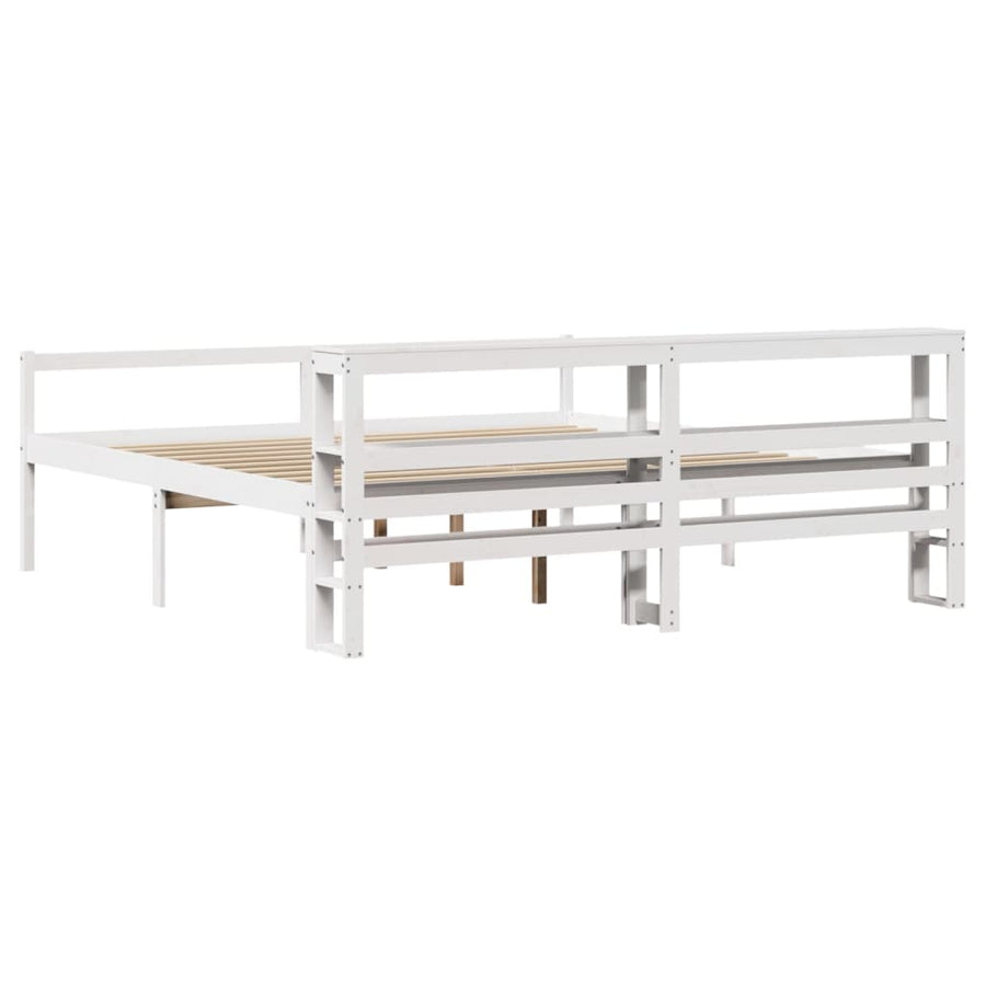 Seniorenbed met hoofdbord massief grenenhout wit 180x200 cm