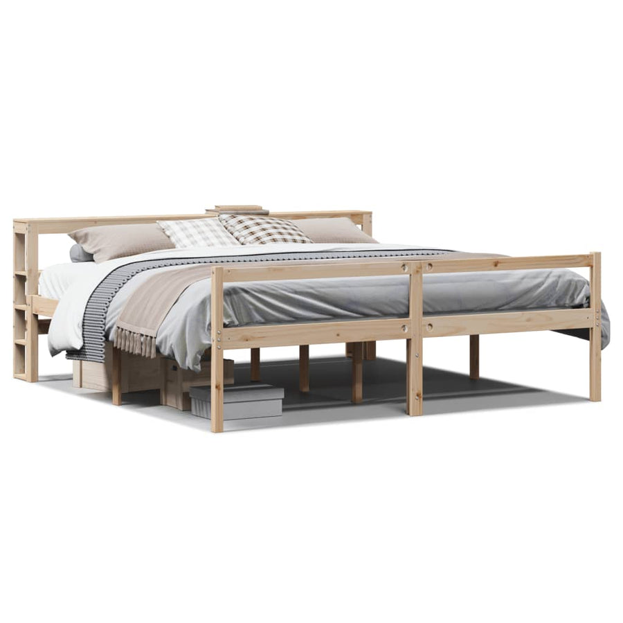 Seniorenbed met hoofdbord massief grenenhout 200x200 cm