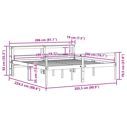 Seniorenbed met hoofdbord massief grenenhout 200x200 cm