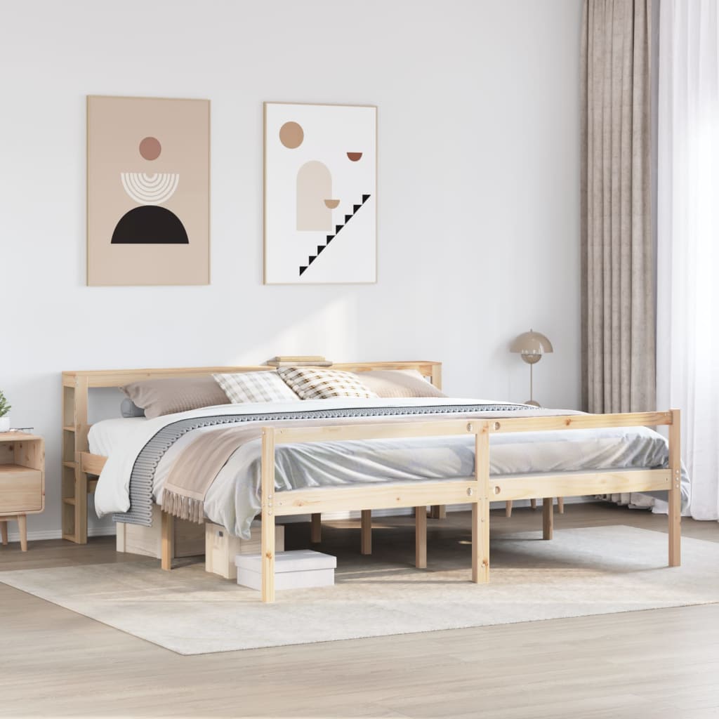 Seniorenbed met hoofdbord massief grenenhout 200x200 cm