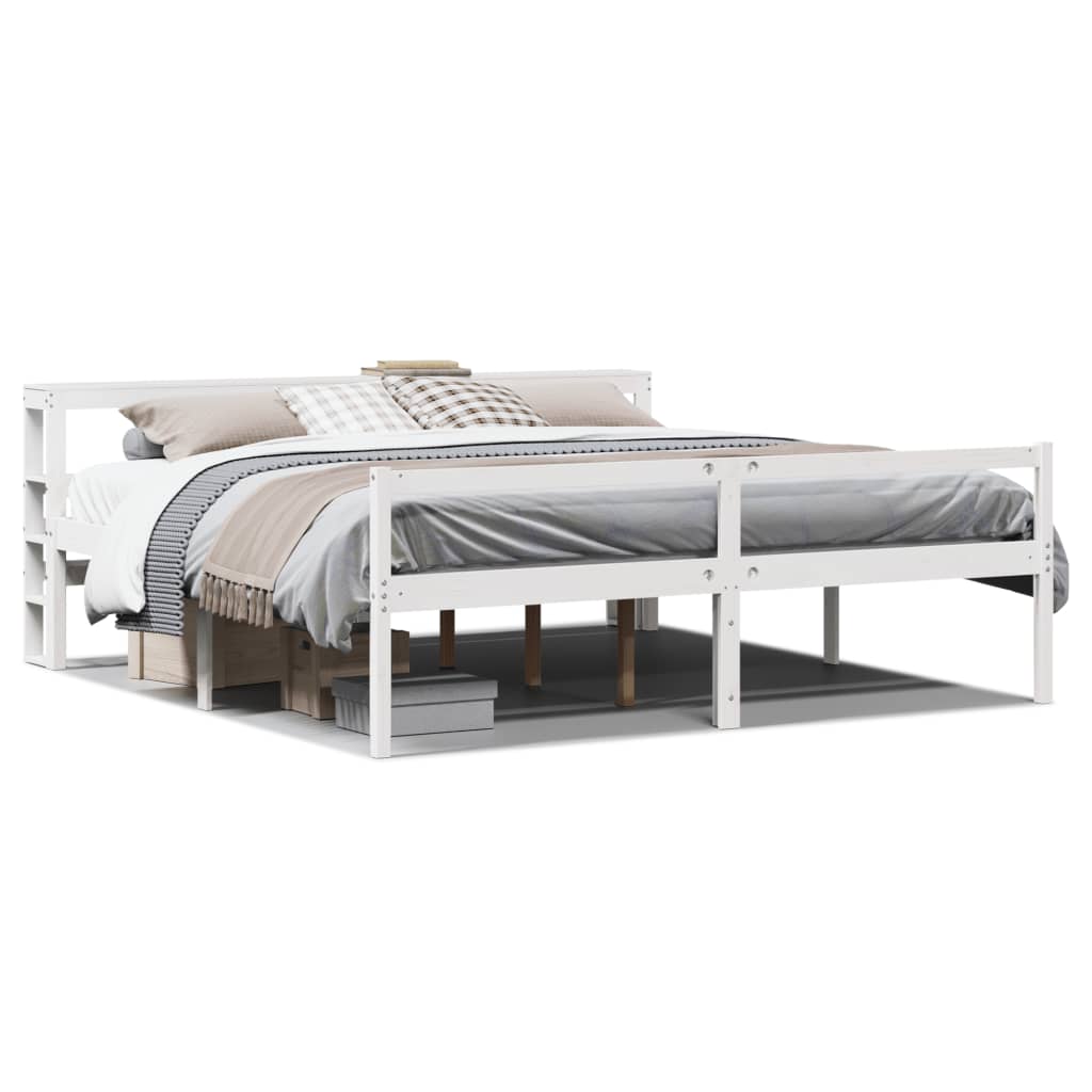 Seniorenbed Met Hoofdbord Massief Grenenhout 200 x 200 cm Wit