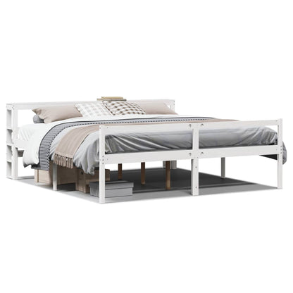 Seniorenbed Met Hoofdbord Massief Grenenhout 200 x 200 cm Wit