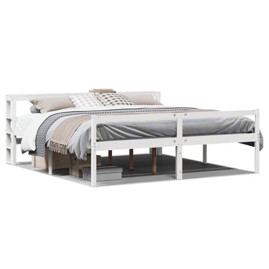 Seniorenbed Met Hoofdbord Massief Grenenhout 200 x 200 cm Wit