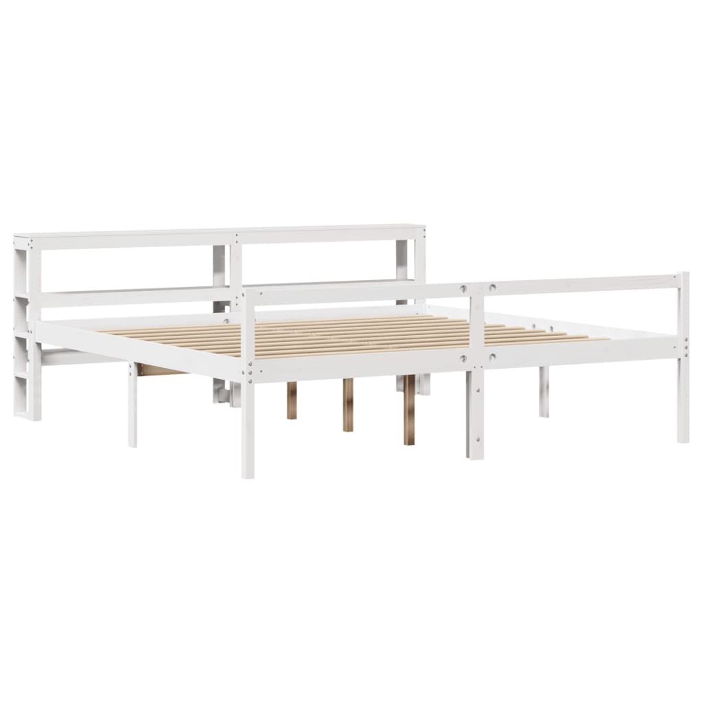 Seniorenbed Met Hoofdbord Massief Grenenhout 200 x 200 cm Wit