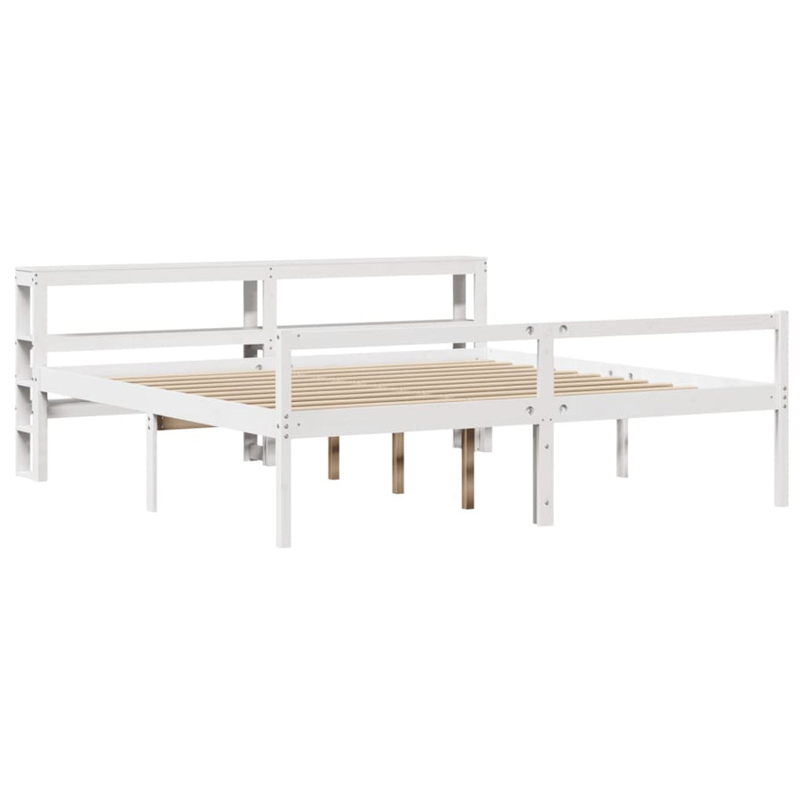 Seniorenbed Met Hoofdbord Massief Grenenhout 200 x 200 cm Wit