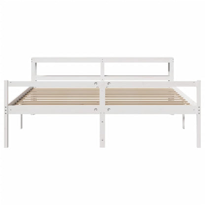 Seniorenbed Met Hoofdbord Massief Grenenhout 200 x 200 cm Wit