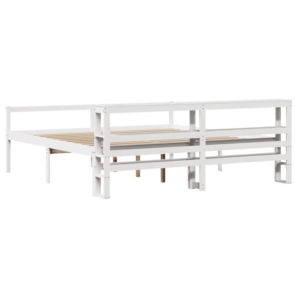 Seniorenbed Met Hoofdbord Massief Grenenhout 200 x 200 cm Wit