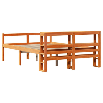 Bedframe met hoofdbord massief grenenhout wasbruin 120x190 cm