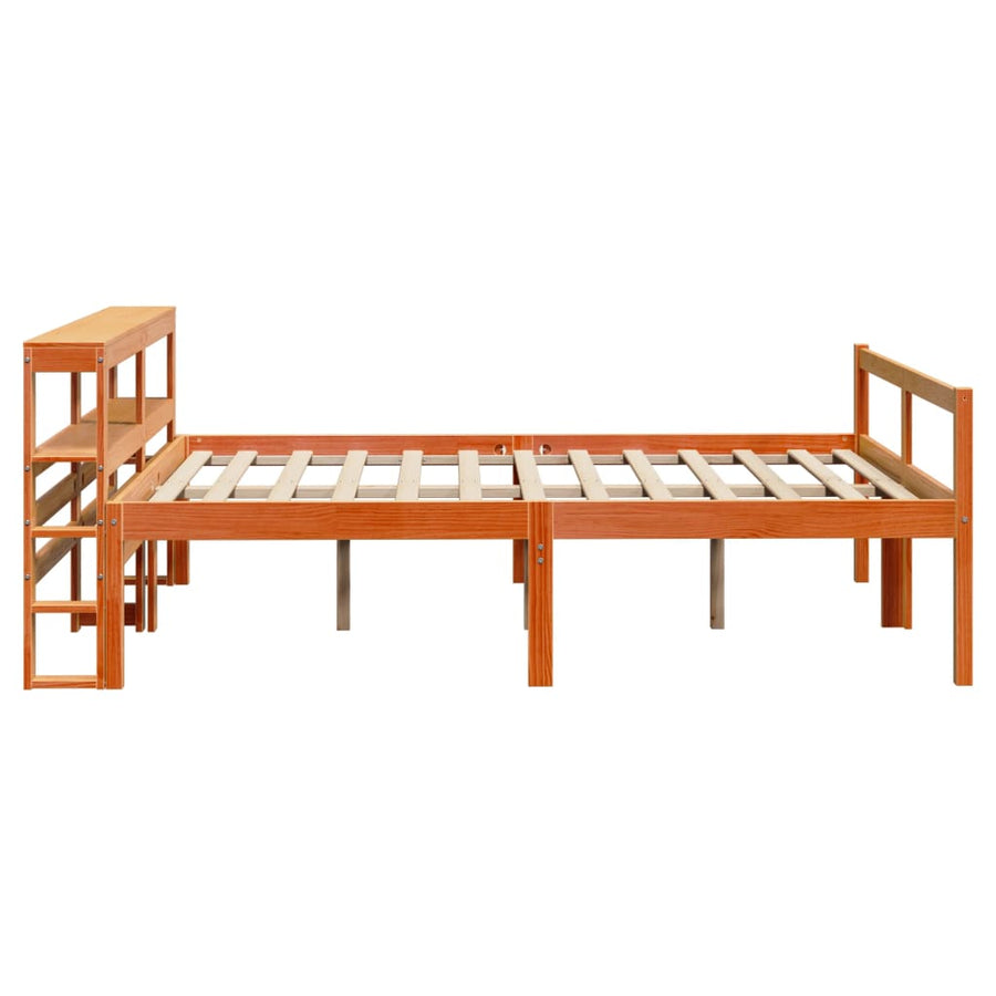 Bedframe met hoofdbord massief grenenhout wasbruin 140x190 cm