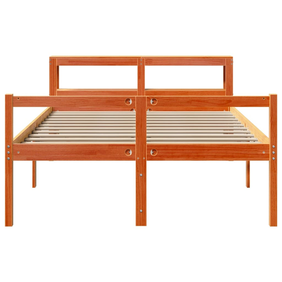 Bedframe met hoofdbord grenenhout wasbruin 140x200 cm