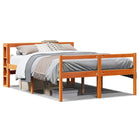 Bedframe met hoofdbord massief grenenhout wasbruin 160x200 cm