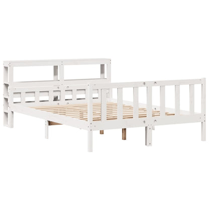 Bedframe zonder matras massief grenenhout wit 150x200 cm