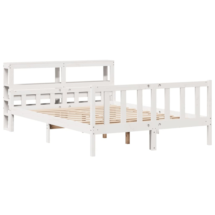Bedframe zonder matras massief grenenhout wit 150x200 cm