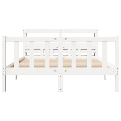Bedframe zonder matras massief grenenhout wit 150x200 cm