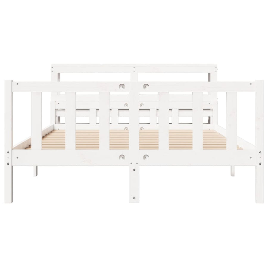 Bedframe zonder matras massief grenenhout wit 150x200 cm
