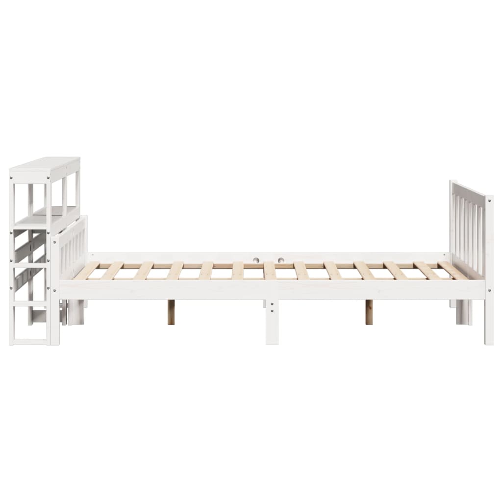 Bedframe zonder matras massief grenenhout wit 150x200 cm