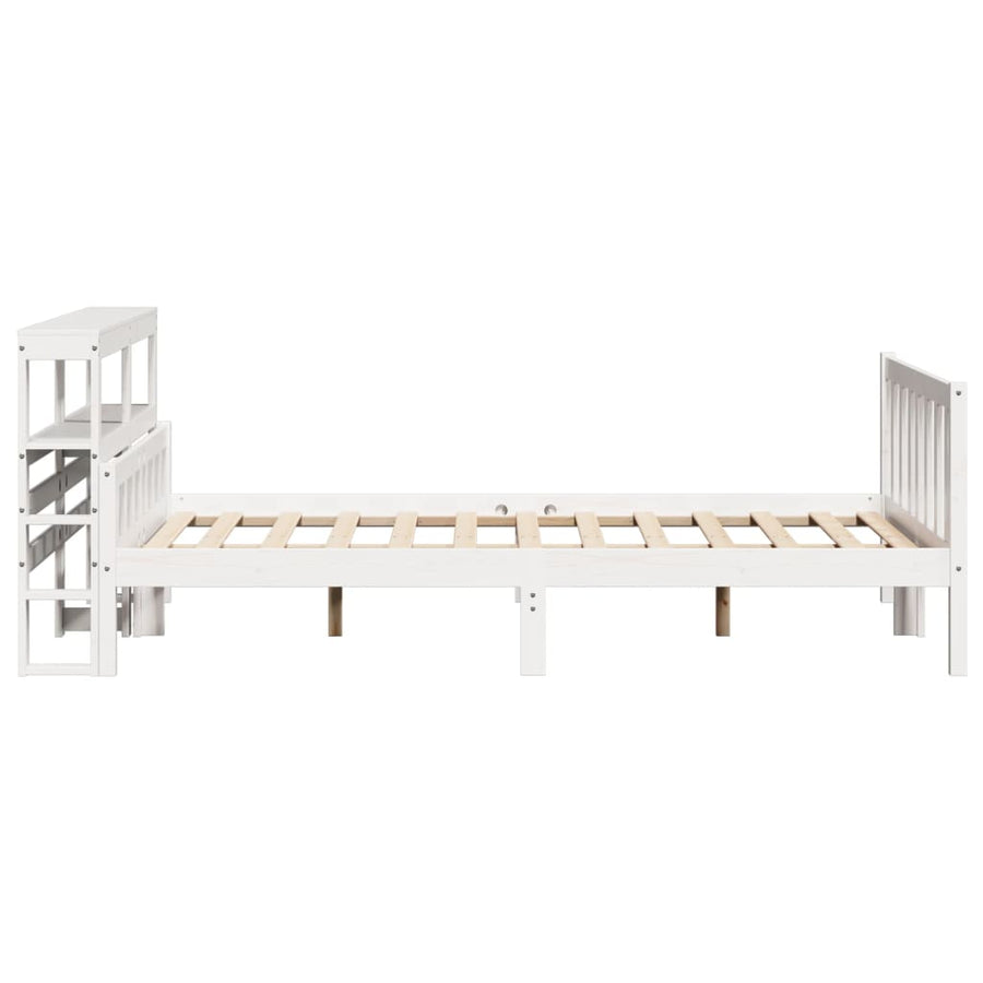 Bedframe zonder matras massief grenenhout wit 150x200 cm