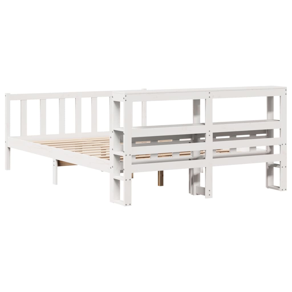 Bedframe zonder matras massief grenenhout wit 150x200 cm