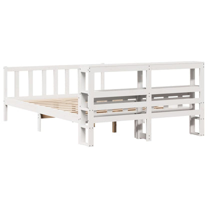 Bedframe zonder matras massief grenenhout wit 150x200 cm