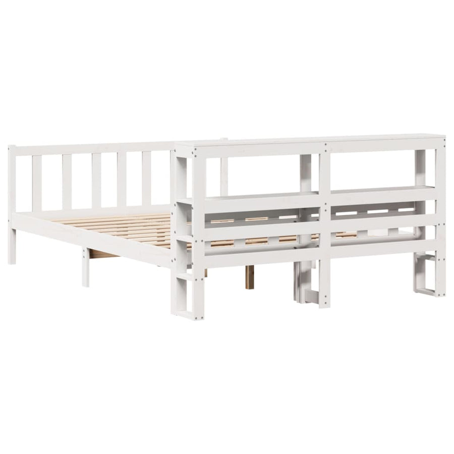Bedframe zonder matras massief grenenhout wit 150x200 cm