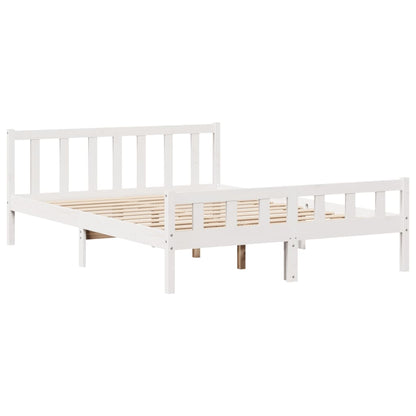 Bedframe zonder matras massief grenenhout wit 150x200 cm