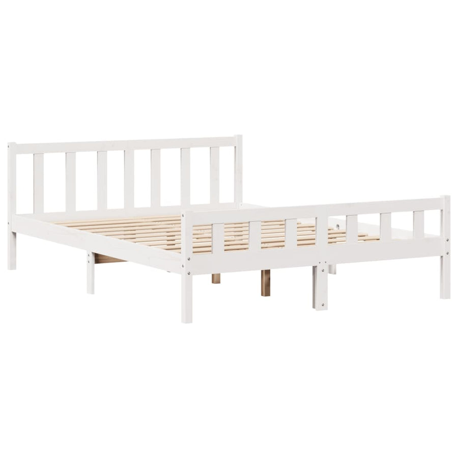 Bedframe zonder matras massief grenenhout wit 150x200 cm