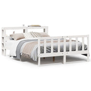 Bedframe massief grenenhout wit 150x200 cm