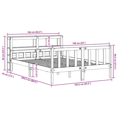 Bedframe zonder matras massief grenenhout 160x200 cm