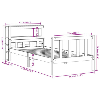 Bedframe met hoofdbord massief grenenhout wasbruin 75x190 cm