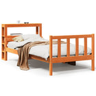 Bedframe massief grenenhout wasbruin 75x190 cm