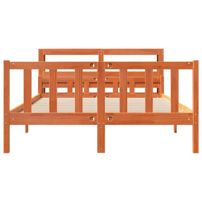 Bedframe met hoofdbord massief grenenhout wasbruin 160x200 cm