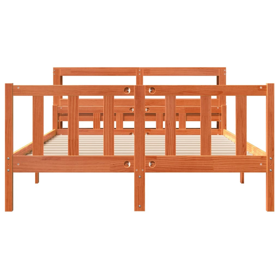 Bedframe met hoofdbord massief grenenhout wasbruin 160x200 cm