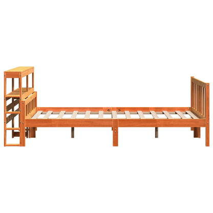 Bedframe met hoofdbord massief grenenhout wasbruin 160x200 cm